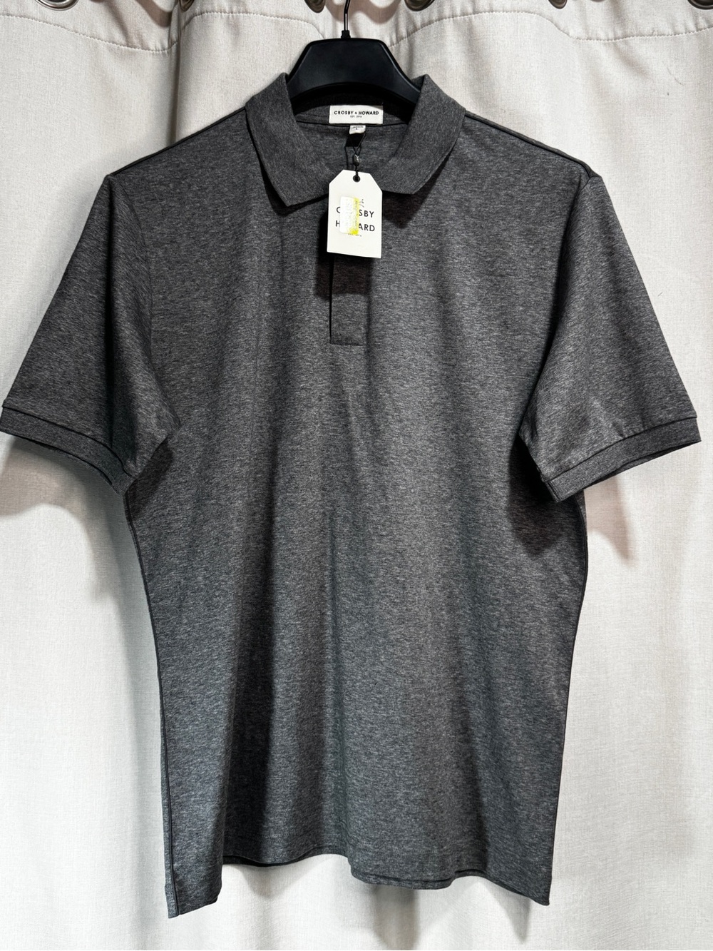 Crosby & Howard Men's 100% Cotton 1/4 Zip Gray Short Sleeve L Business Casual